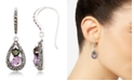 Macy's Marcasite, Amethyst ( 9/10 ct. t.w.) and Abalone (1-9/10 ct. t.w.)  Teardrop Wire  Earrings in Sterling Silver